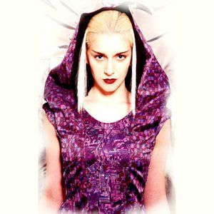 London runway Purple avant-garde silk blend hooded bodycon dress UK8 US4